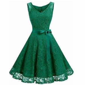 DRESSYSTAR Women Floral Lace Green Large